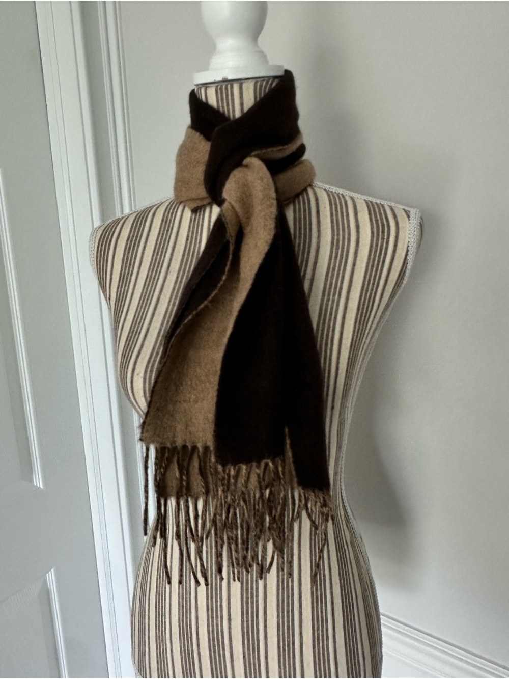 Armani Collezioni Made in Italy Two-Tone Fringed Scarf